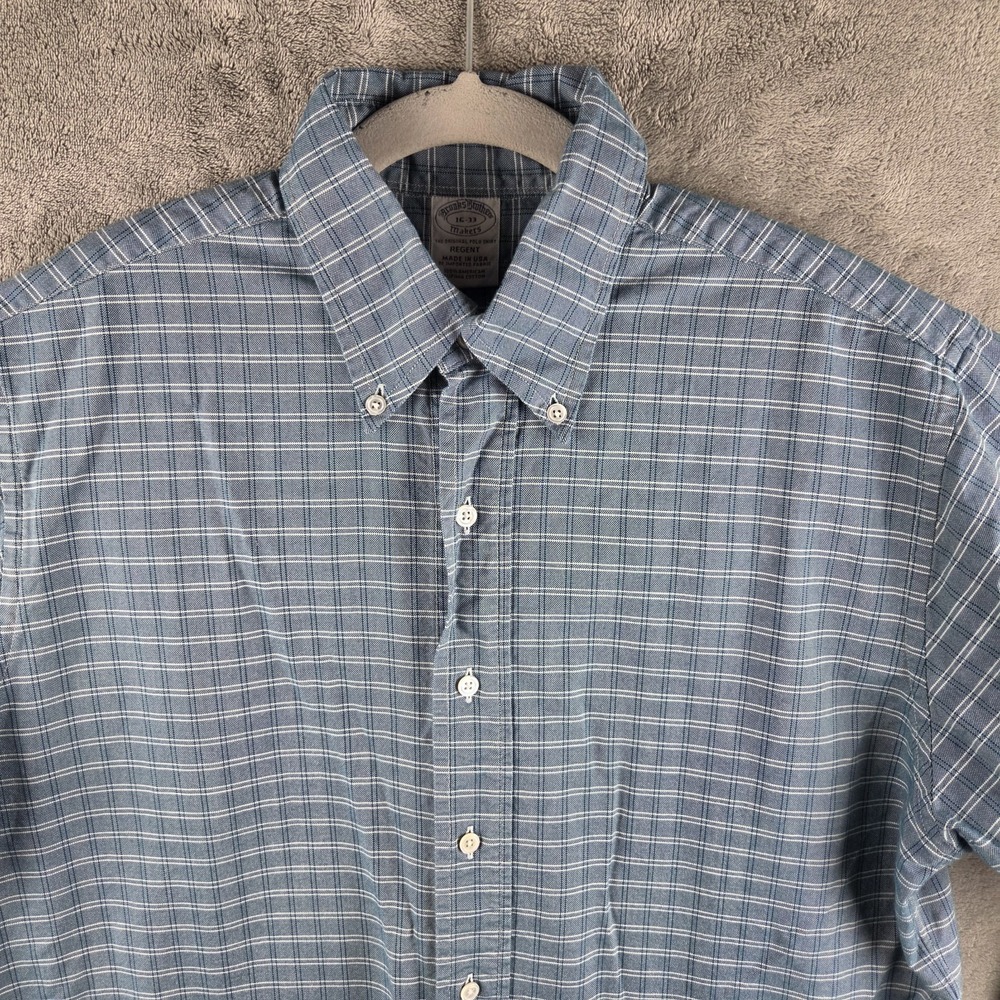 Brooks Brothers Makers Regent Shirt 16 33 Made in USA Supima Cotton Blue Plaid